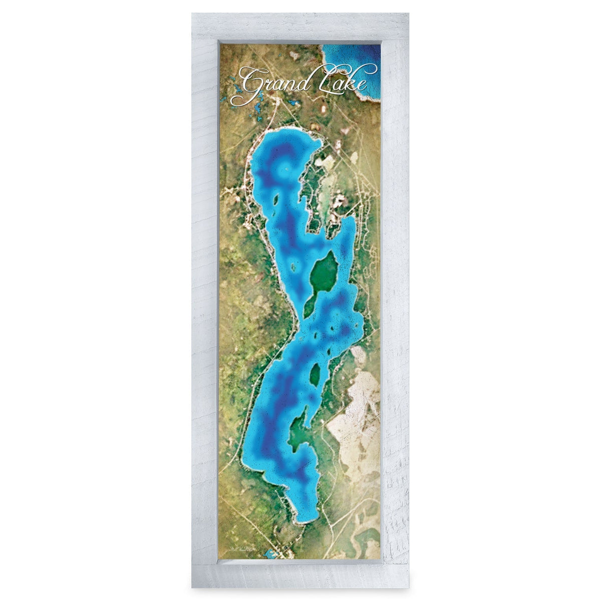 Grand Lake, Michigan Map | Real Wood Framed Wall Art Print