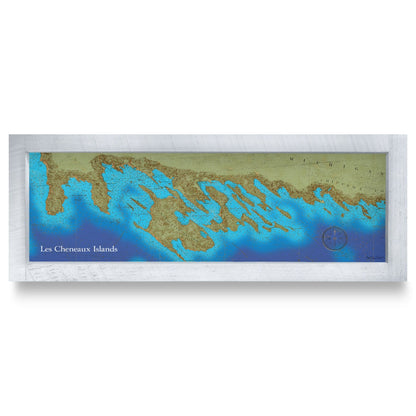Les Cheneaux Islands, Michigan Map | Real Wood Framed Wall Art Print
