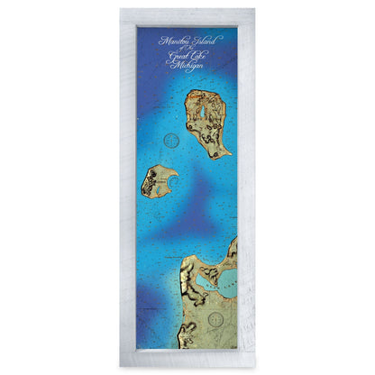 Manitou Islands, Michigan Map | Real Wood Framed Wall Art Print