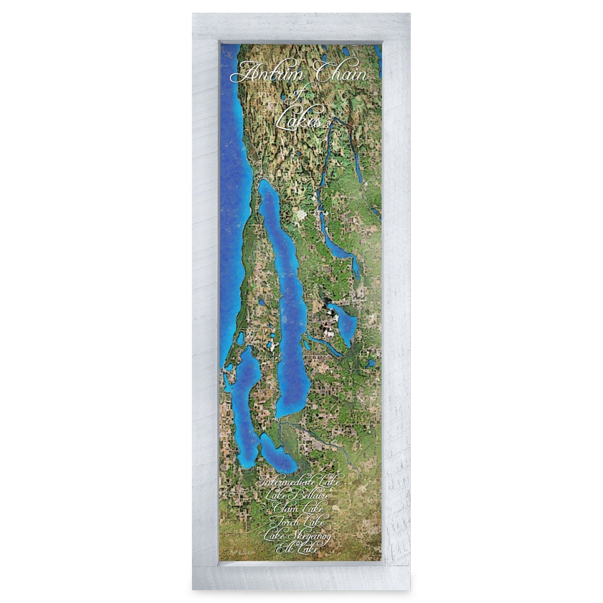 Torch Lake, Michigan Map | Real Wood Framed Wall Art Print