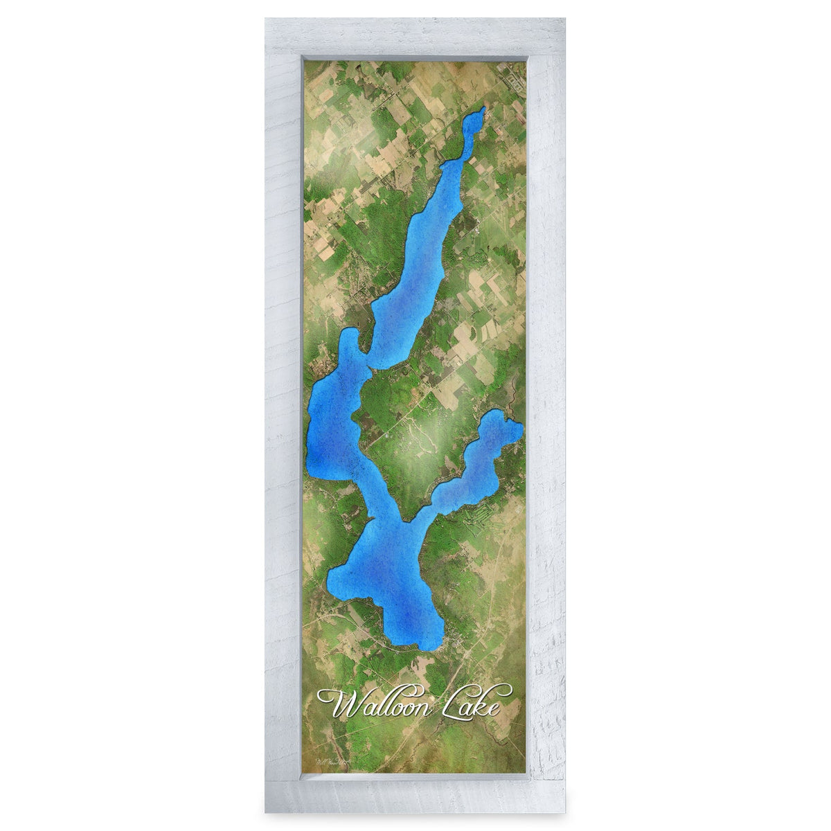 Walloon Lake, Michigan Map | Real Wood Framed Wall Art Print