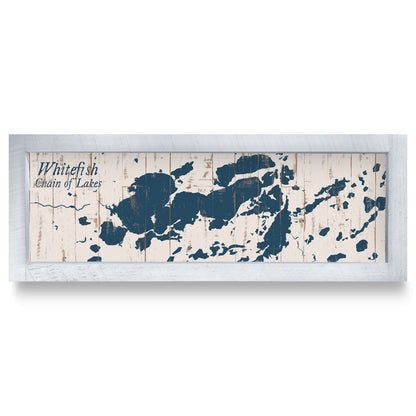 Whitefish Chain of Lakes, Minnesota Map | Real Wood Framed Wall Art Print
