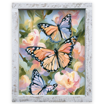 Monarch Butterflies | Real Wood Framed Wall Art Print