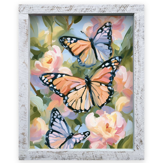 Monarch Butterflies | Real Wood Framed Wall Art Print