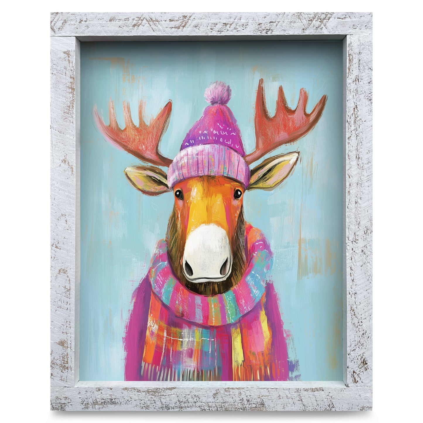 Cute Cute Moose | Real Wood Framed Wall Art Print