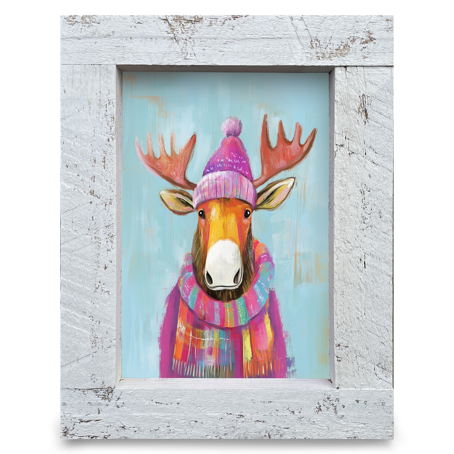 Cute Cute Moose | Real Wood Framed Wall Art Print