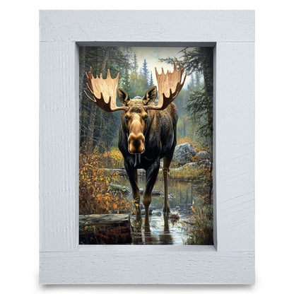 Creekside Moose | Real Wood Framed Wall Art Print