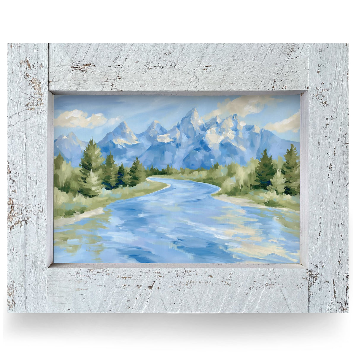Grand Teton River | Real Wood Framed Wall Art Print