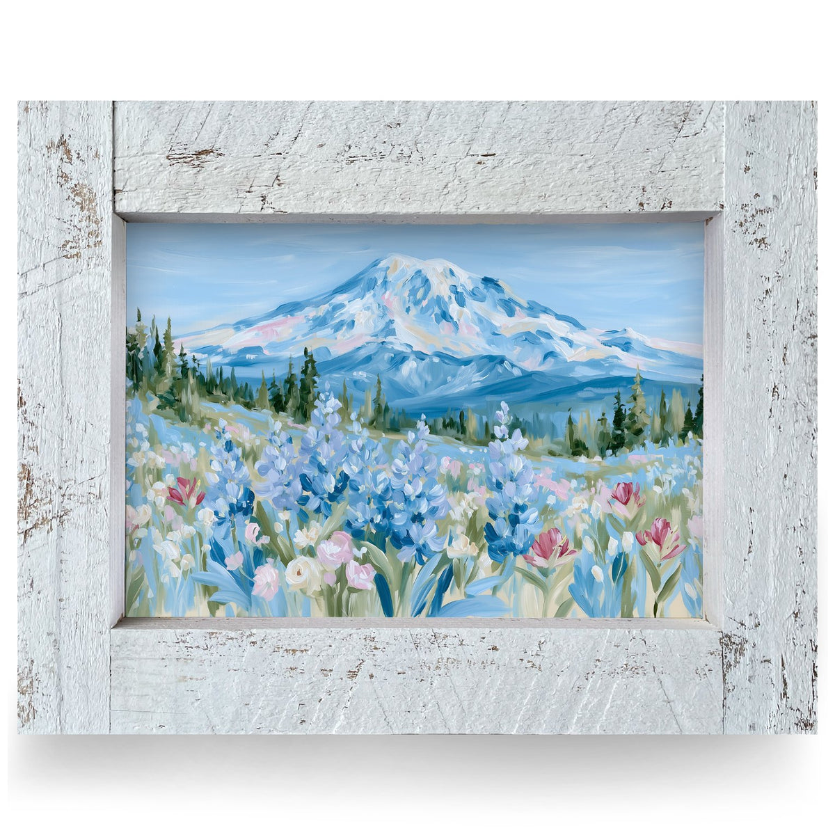 Mountain Wildflower Meadow | Real Wood Framed Wall Art Print