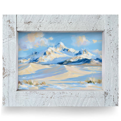 Snowy Peaks Sand Dunes | Real Wood Framed Wall Art Print