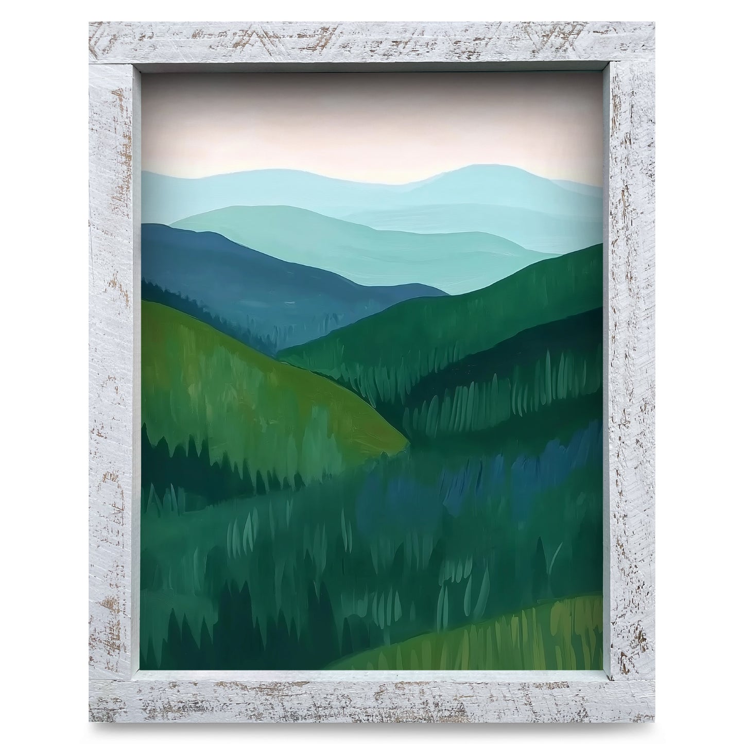 Green Mountains | Real Wood Framed Wall Art Print