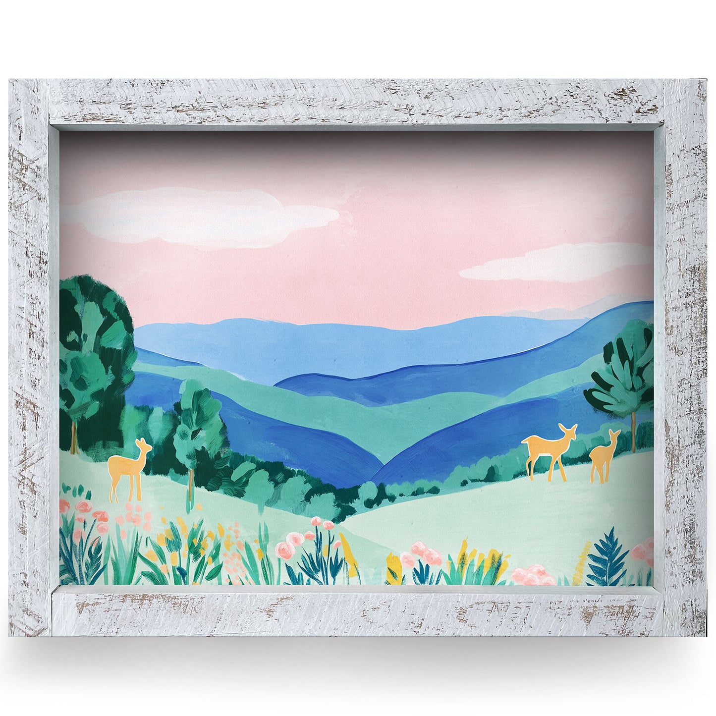 Pastel Mountain Morning | Real Wood Framed Wall Art Print | Horizontal
