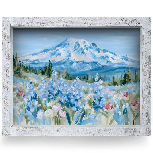 Mountain Wildflower Meadow | Real Wood Framed Wall Art Print