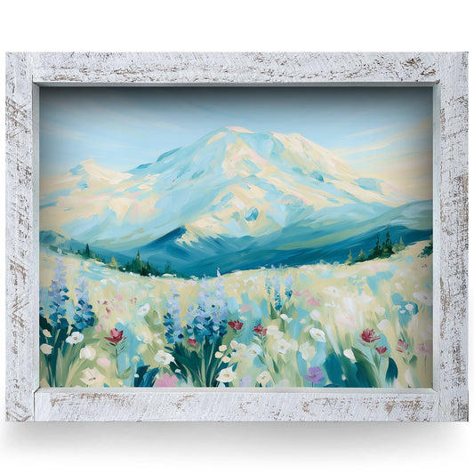 Alpine Meadow Blooms | Real Wood Framed Wall Art Print