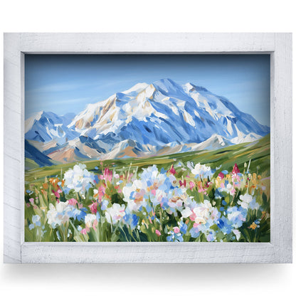 Denali Wildflower Meadow | Real Wood Framed Wall Art Print