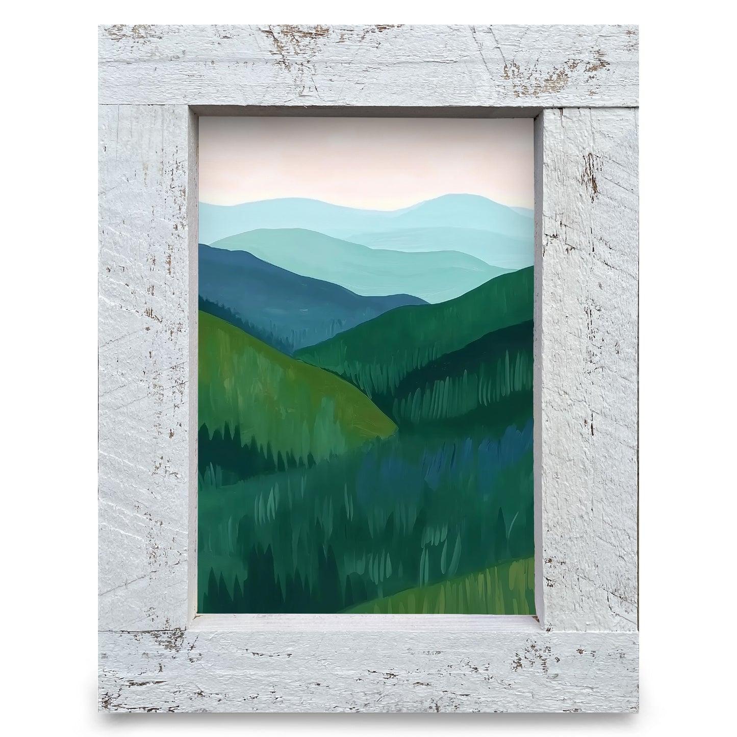 Green Mountains | Real Wood Framed Wall Art Print