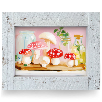 Cottage Mushroom Still Life | Real Wood Framed Wall Art Print