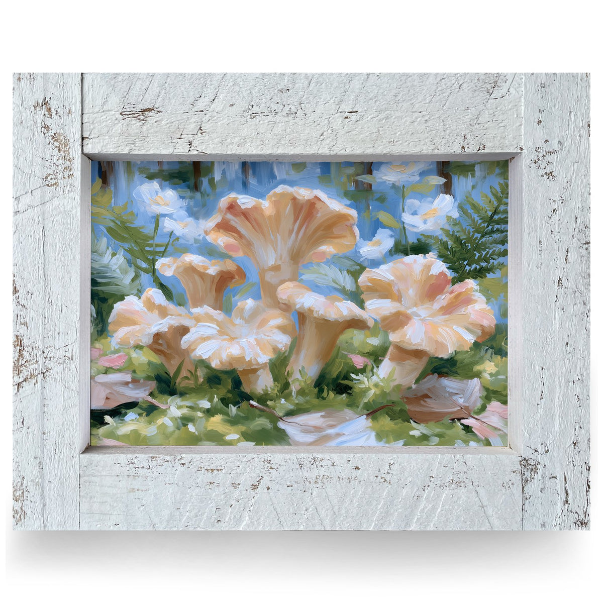 Golden Chanterelle Cluster | Real Wood Framed Wall Art Print
