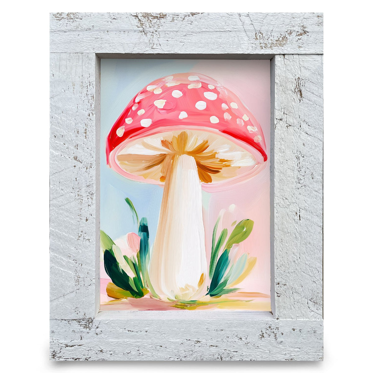 Cheerful Red Toadstool | Real Wood Framed Wall Art Print