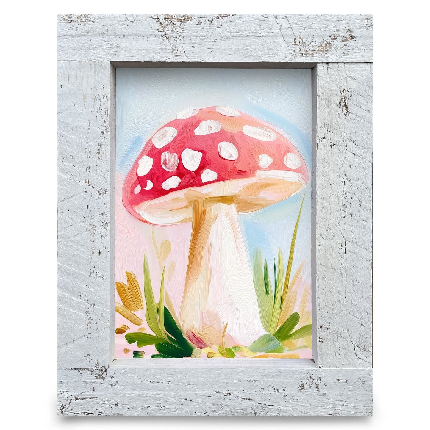Whimsical Red Mushroom | Real Wood Framed Wall Art Print