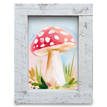 Whimsical Red Mushroom | Real Wood Framed Wall Art Print