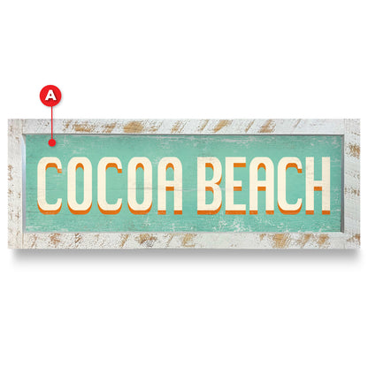 Customizable Coastal Retro Text | Real Wood Framed Wall Art Print