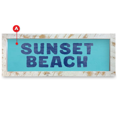 Customizable Coastal Teal/Blue Words | Real Wood Framed Wall Art Print
