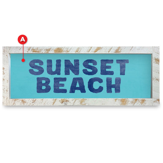 Customizable Coastal Teal/Blue Words | Real Wood Framed Wall Art Print