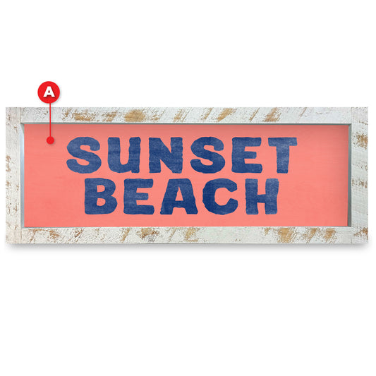 Customizable Coastal Coral/Navy Words | Real Wood Framed Wall Art Print