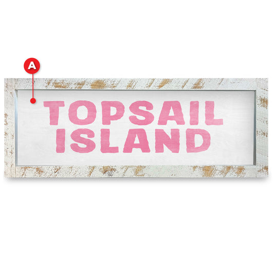 Customizable Coastal White/Pink Words | Real Wood Framed Wall Art Print