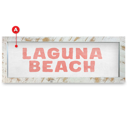 Customizable Coastal White/Coral Words | Real Wood Framed Wall Art Print