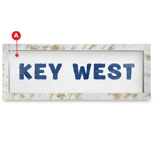 Customizable Coastal White/Navy Blue Words | Real Wood Framed Wall Art Print