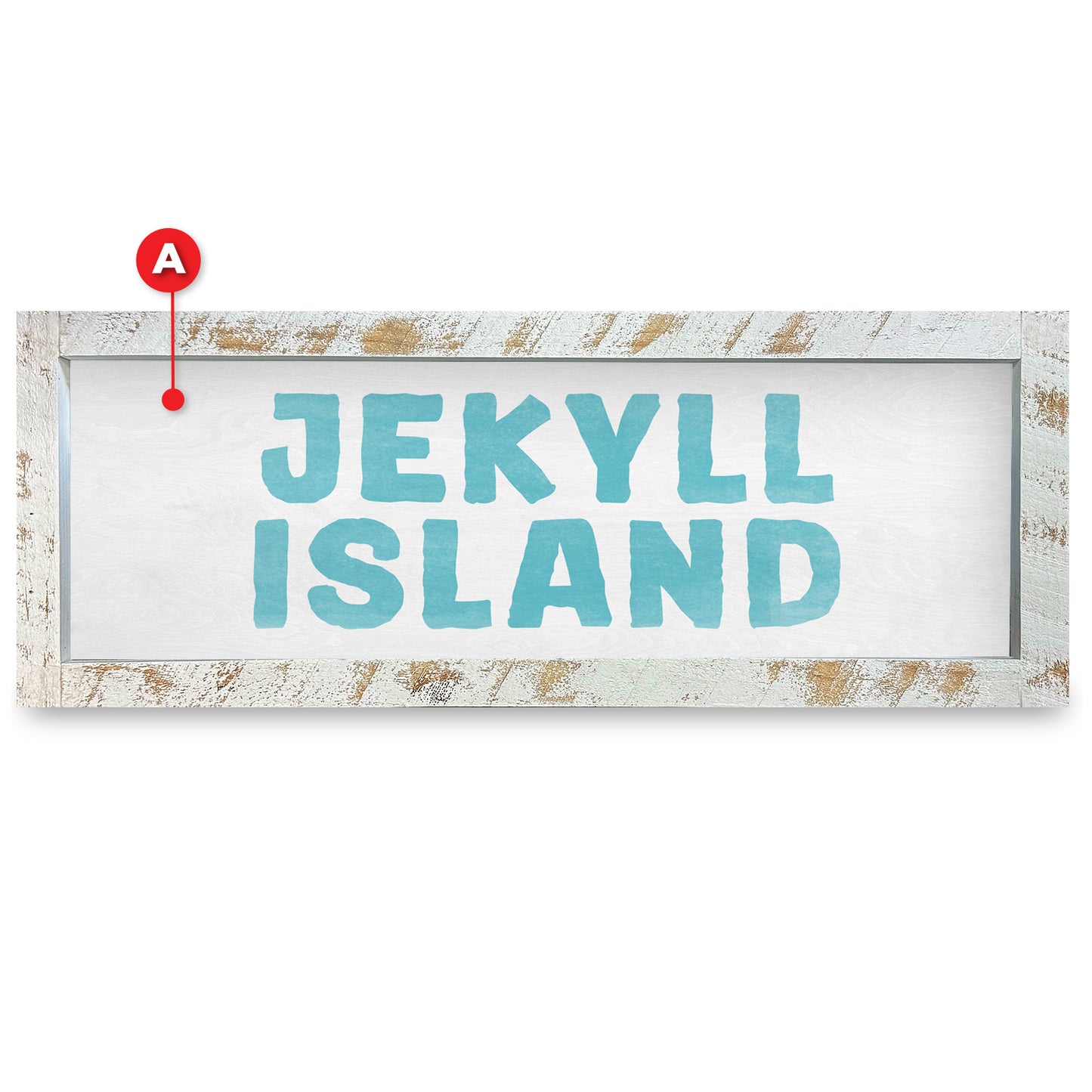Customizable Coastal White/Teal Words | Real Wood Framed Wall Art Print