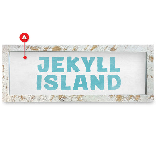 Customizable Coastal White/Teal Words | Real Wood Framed Wall Art Print