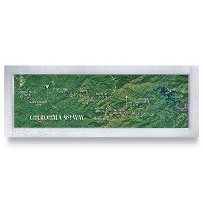 Cherohala Skyway, North Carolina Map | Real Wood Framed Wall Art Print