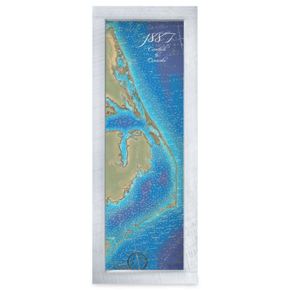 Currituck, North Carolina Map | Real Wood Framed Wall Art Print