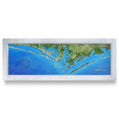 Harkers Island, North Carolina Map | Real Wood Framed Wall Art Print