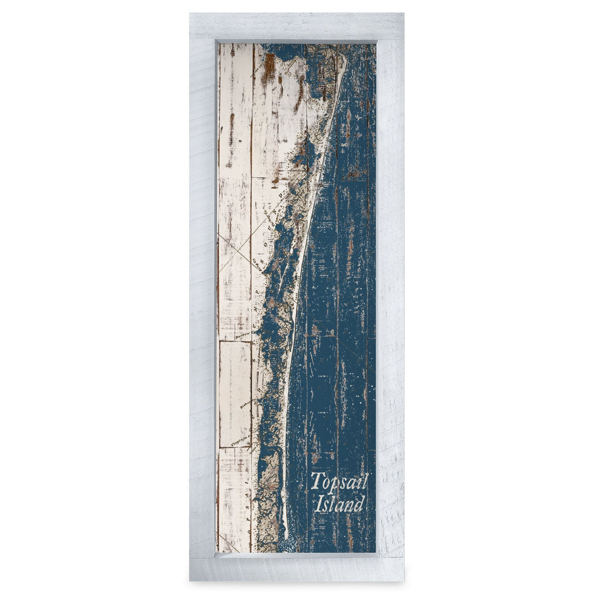 Topsail Island, North Carolina Map | Real Wood Framed Wall Art Print