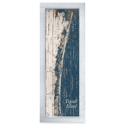 Topsail Island, North Carolina Map | Real Wood Framed Wall Art Print
