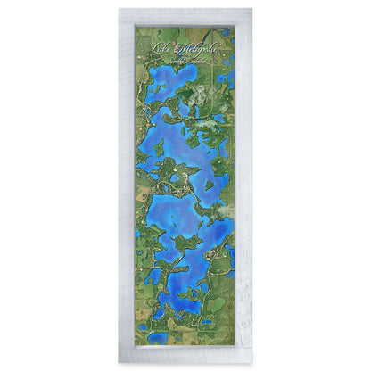 Metigoshe Lake, North Dakota Map | Real Wood Framed Wall Art Print