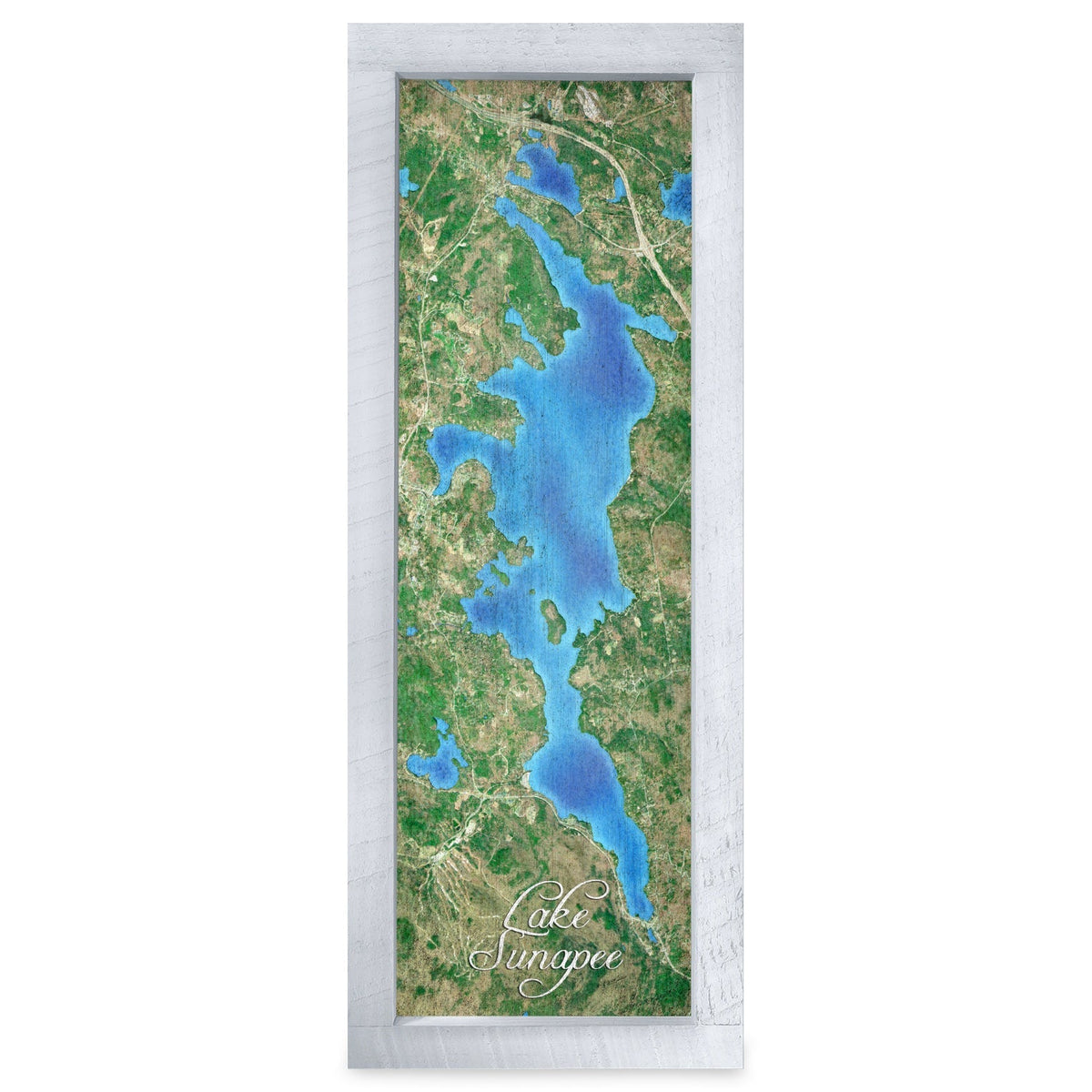Sunapee, New Hampshire Map | Real Wood Framed Wall Art Print