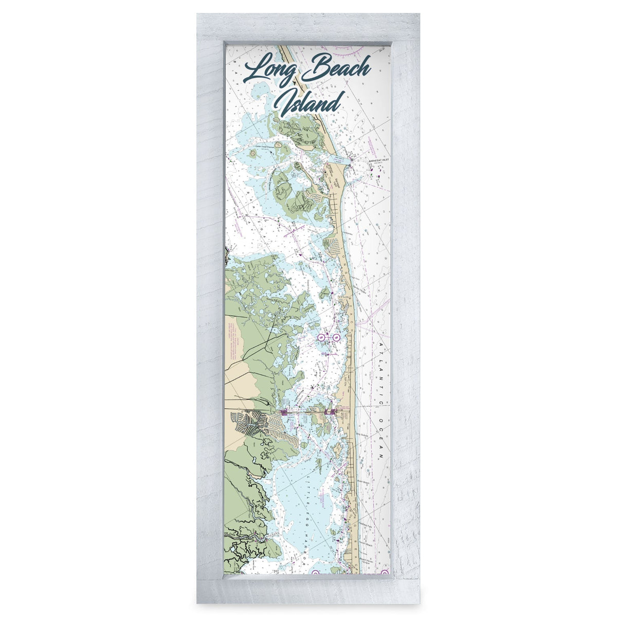 Long Beach Island, New Jersey Map | Real Wood Framed Wall Art Print