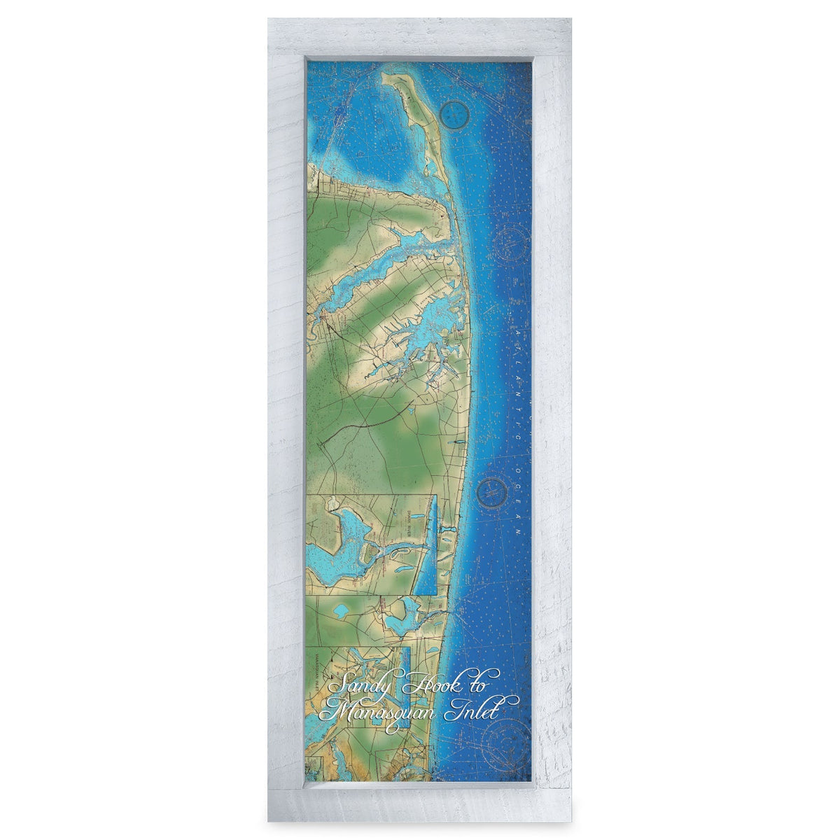 Sandy Hook, New Jersey Map | Real Wood Framed Wall Art Print