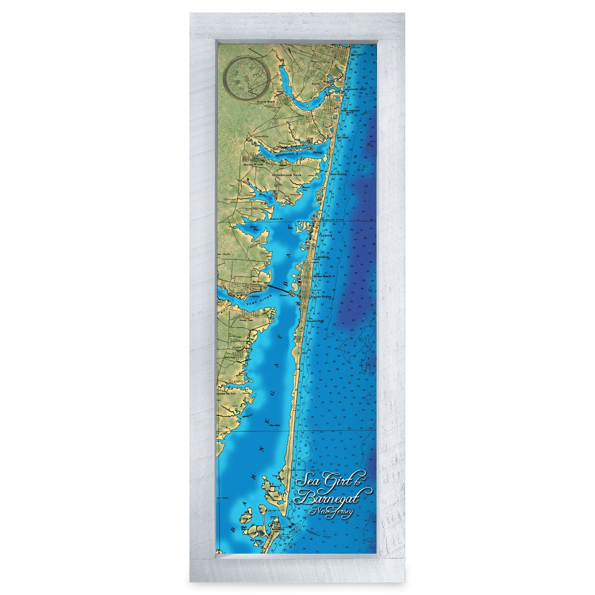 Seaside Heights, New Jersey Map | Real Wood Framed Wall Art Print
