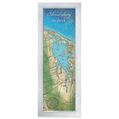 Shrewsbury River, New Jersey Map | Real Wood Framed Wall Art Print