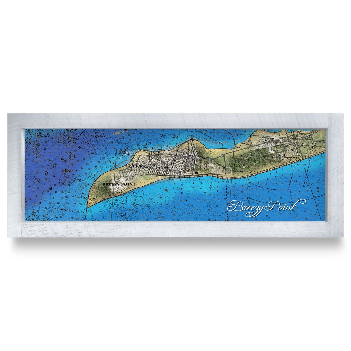 Breezy Point, New York Map | Real Wood Framed Wall Art Print