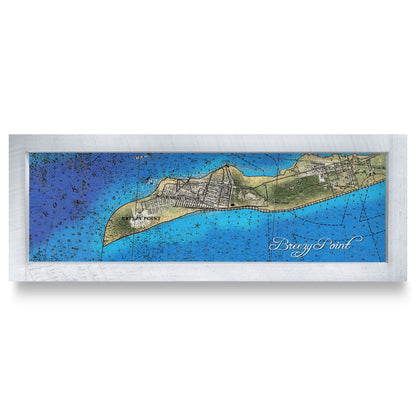 Breezy Point, New York Map | Real Wood Framed Wall Art Print