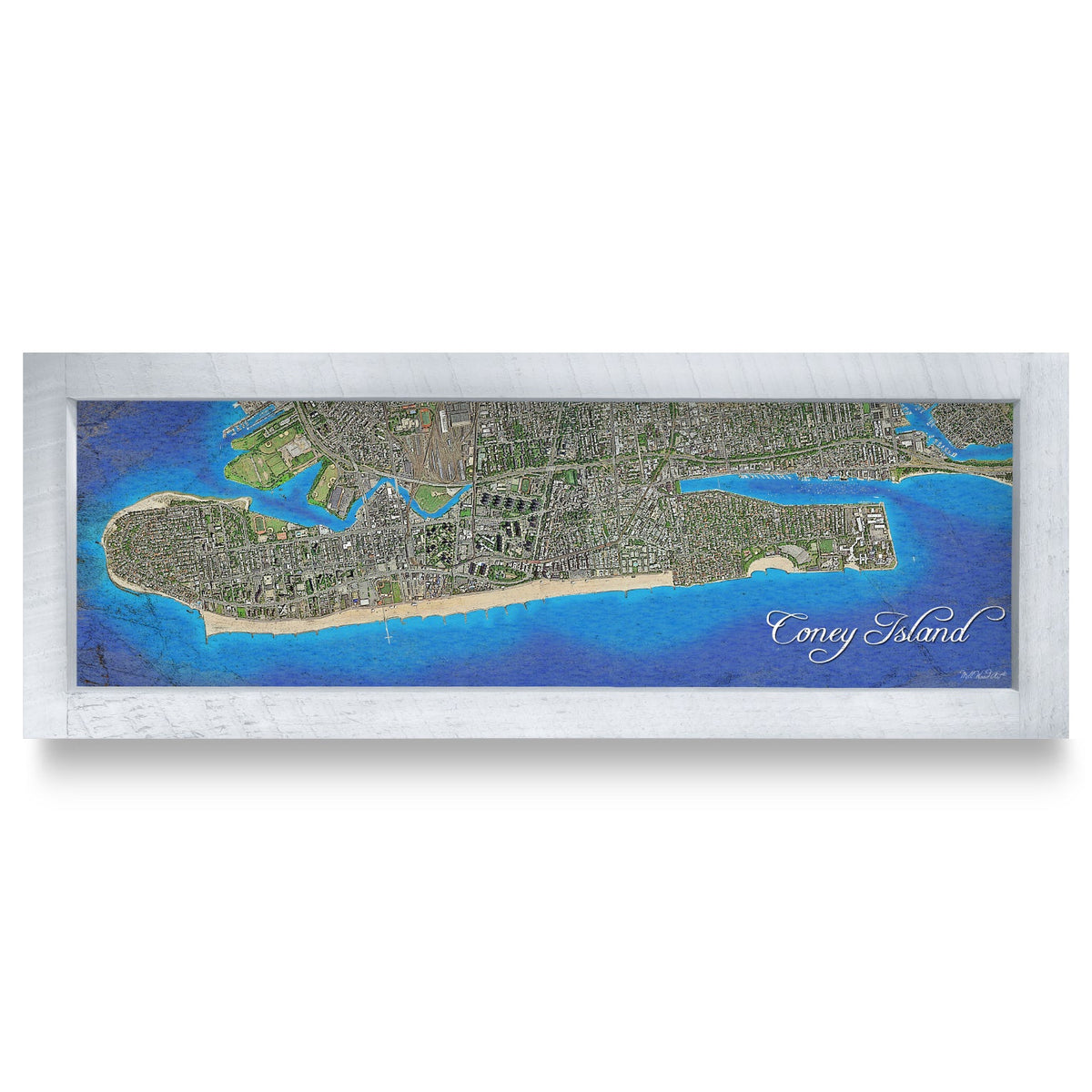 Conesus Lake, New York Map | Real Wood Framed Wall Art Print