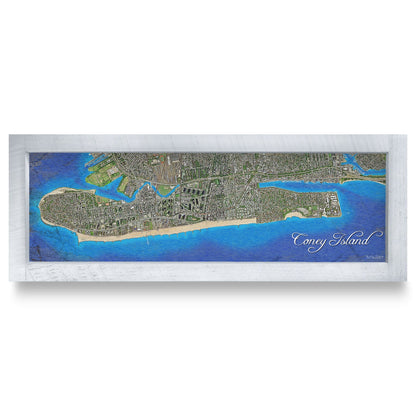 Conesus Lake, New York Map | Real Wood Framed Wall Art Print