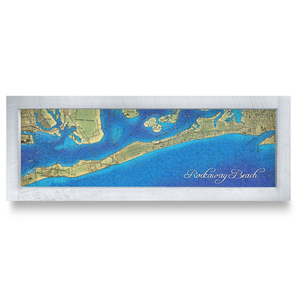 Rockaway Beach, New York Map | Real Wood Framed Wall Art Print